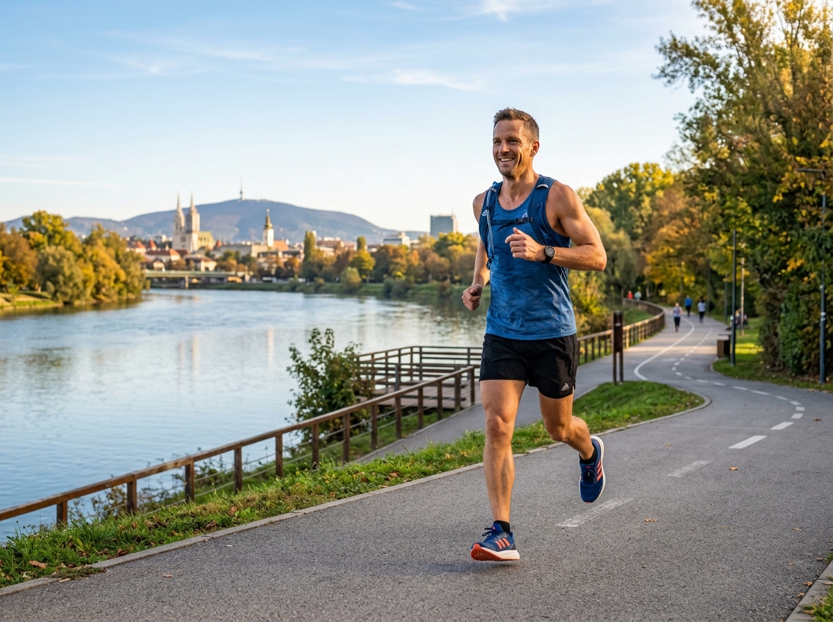 Sportaš trči uz rijeku u Zagrebu pun energije